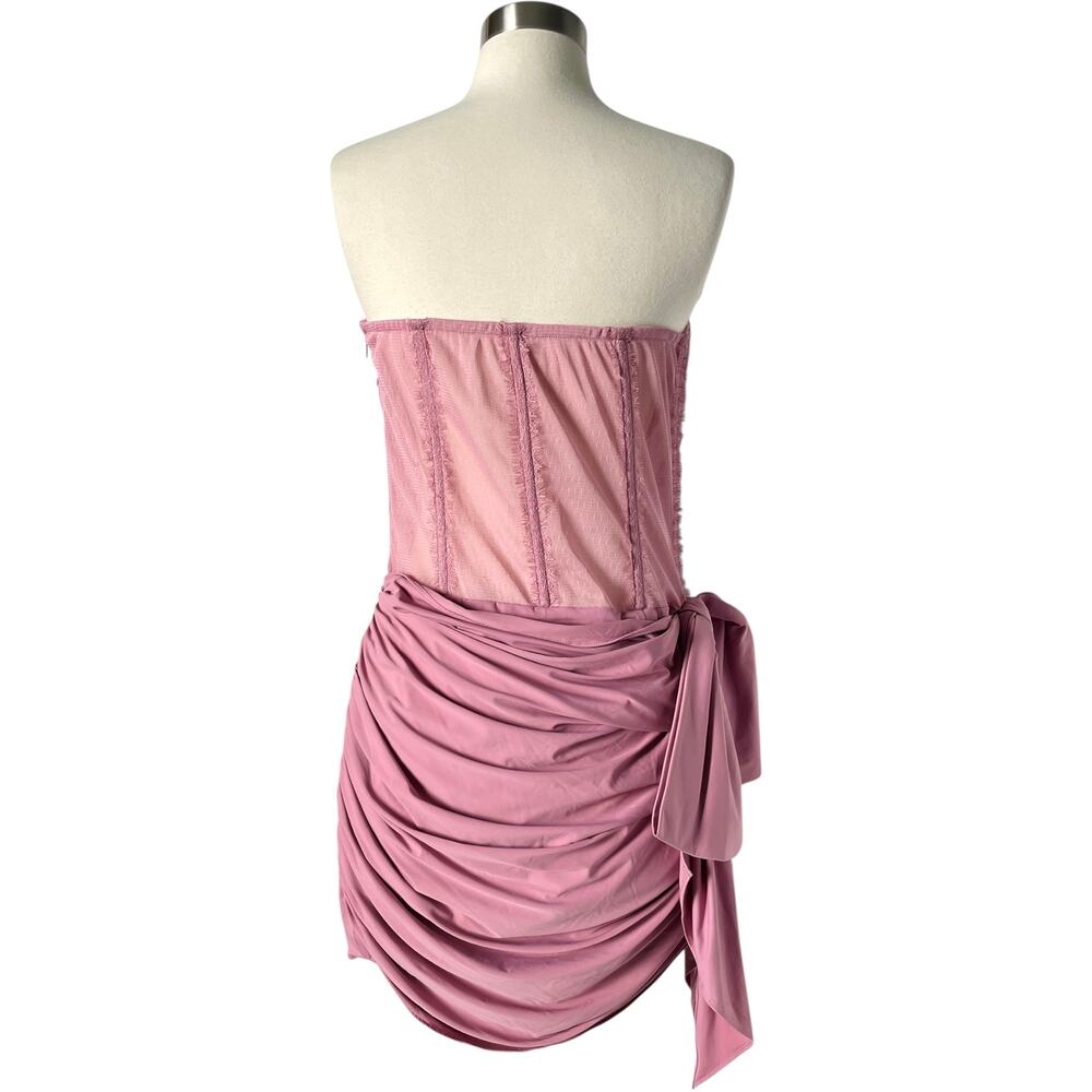 Nana Jacqueline Suzette Dress XL Pink Lace Corset Strapless Mini - Picture 3 of 8